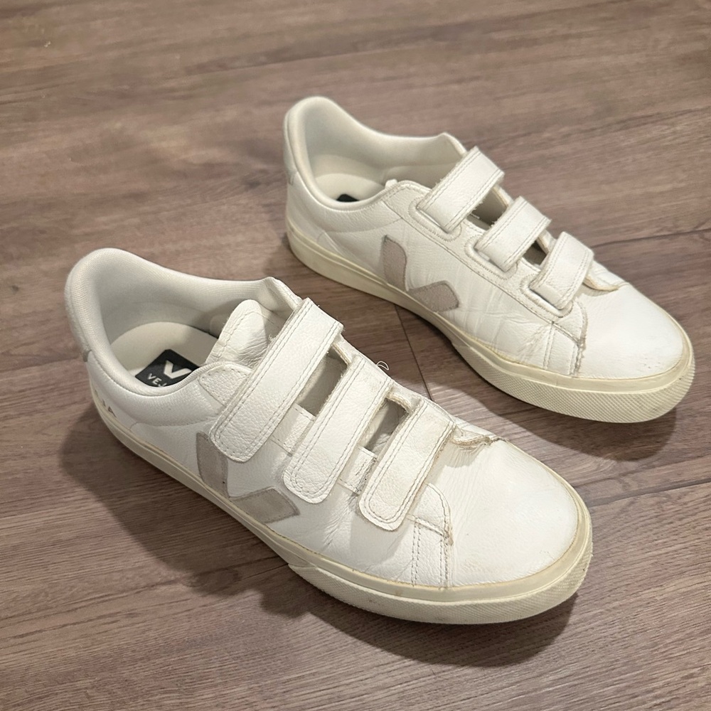 Veja White Sneakers with Velcro Straps